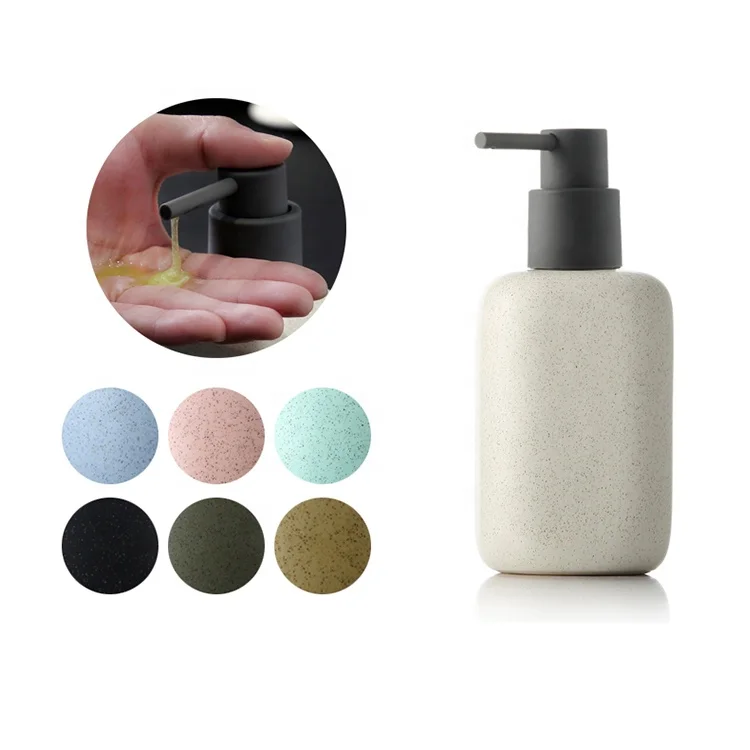 Bathroom accessory beige ceramic shampoo lotion dispenser