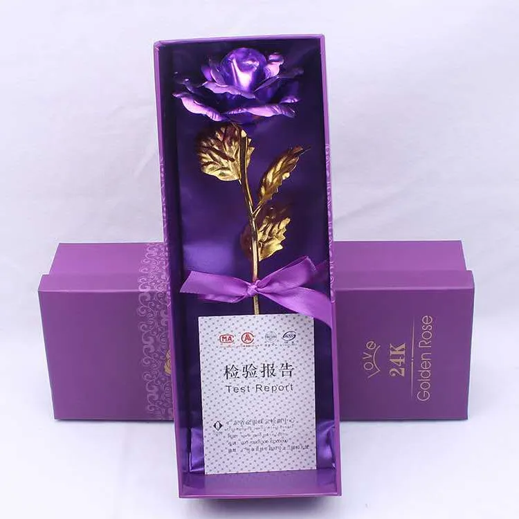 New Design Violet Blue Red Gold Rose 2021 Artificial Preserved Rose Flower Box Valentines Gift Set