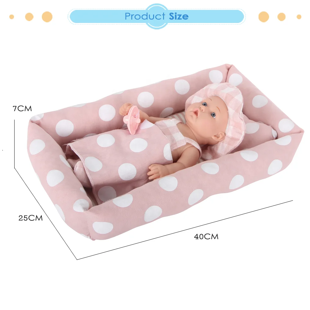 Dollri Starri New Arrival 12'  Vinyl Fashion Baby Doll With Cotton Bed and Pacifier for Children Doll Set Girl Gift Toys