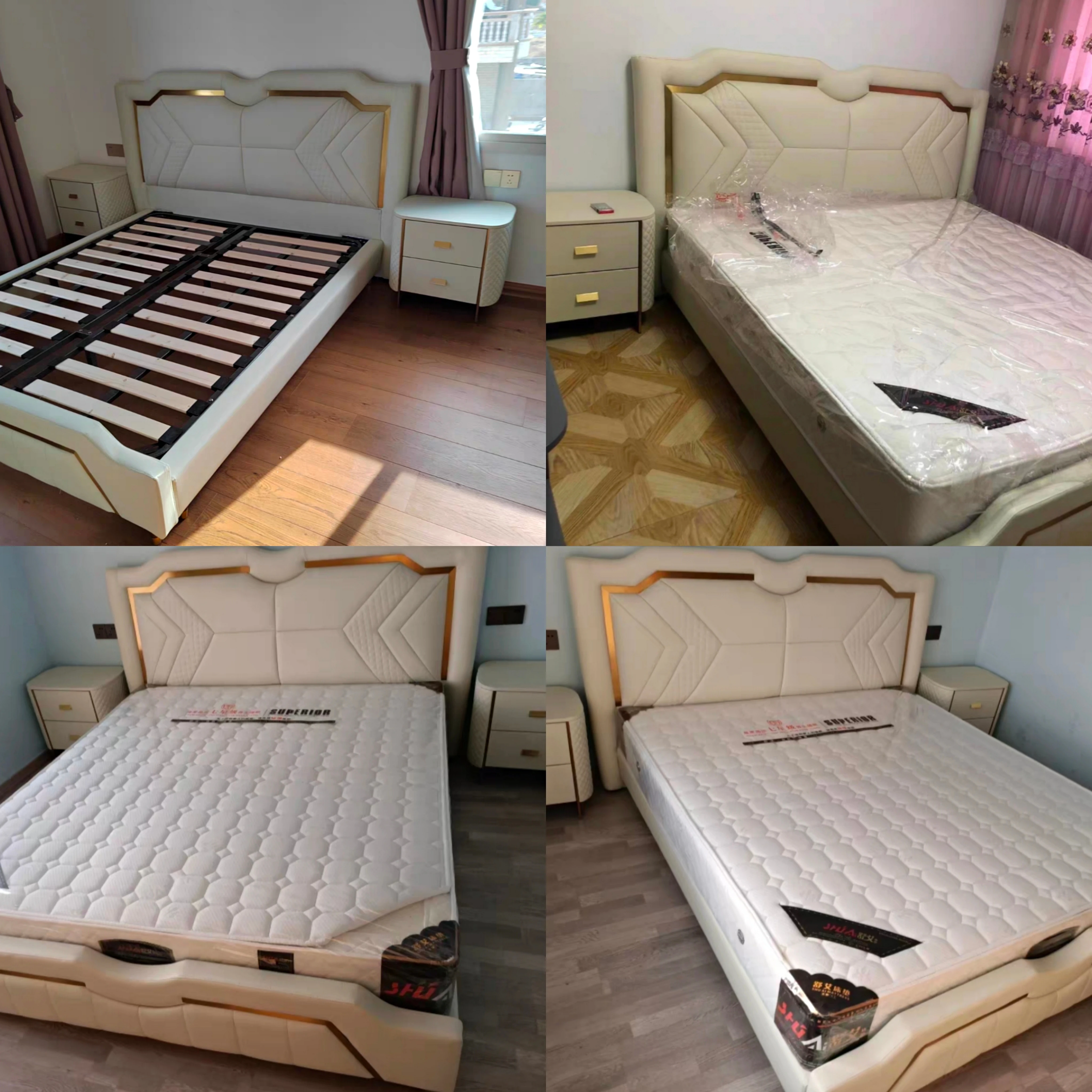 European Double Bedroom Furniture Luxury Design Leather Modern King size Bed