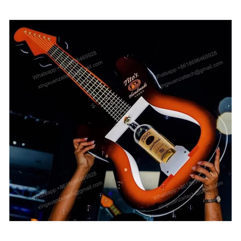 Новый продукт светящаяся светодиодная акриловая бутылка в форме гитары ведущая для текилы водки виски вина Майами-лаундже