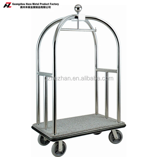 
High Quality Heavy Duty Hotel Bellman Carts Metal Baggage Luggage Cart Luggage Trolley 
