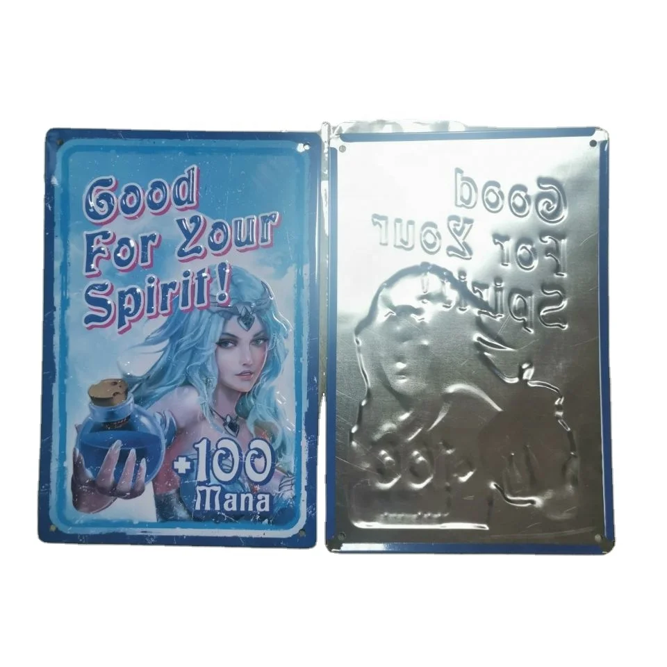 Factory directly custom whosale  high quality full color printing embossed tin sign metal sign