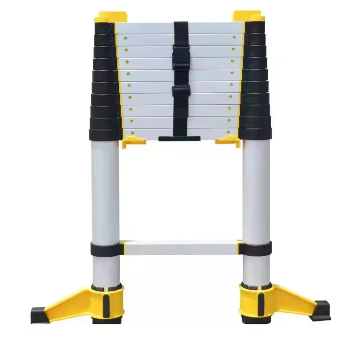 EN131  Heavy duty soft close One-Button Release Foldable Aluminum Telescopic Ladder portable