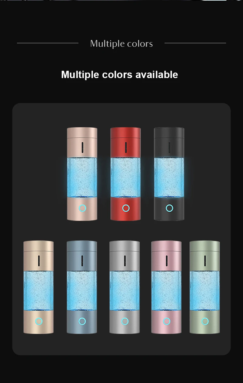 3000PPB/time IP67 ODM OEM  Hydrogen-rich H2life Glass Bottle Hydrogen Water Maker Generator Water Bottle