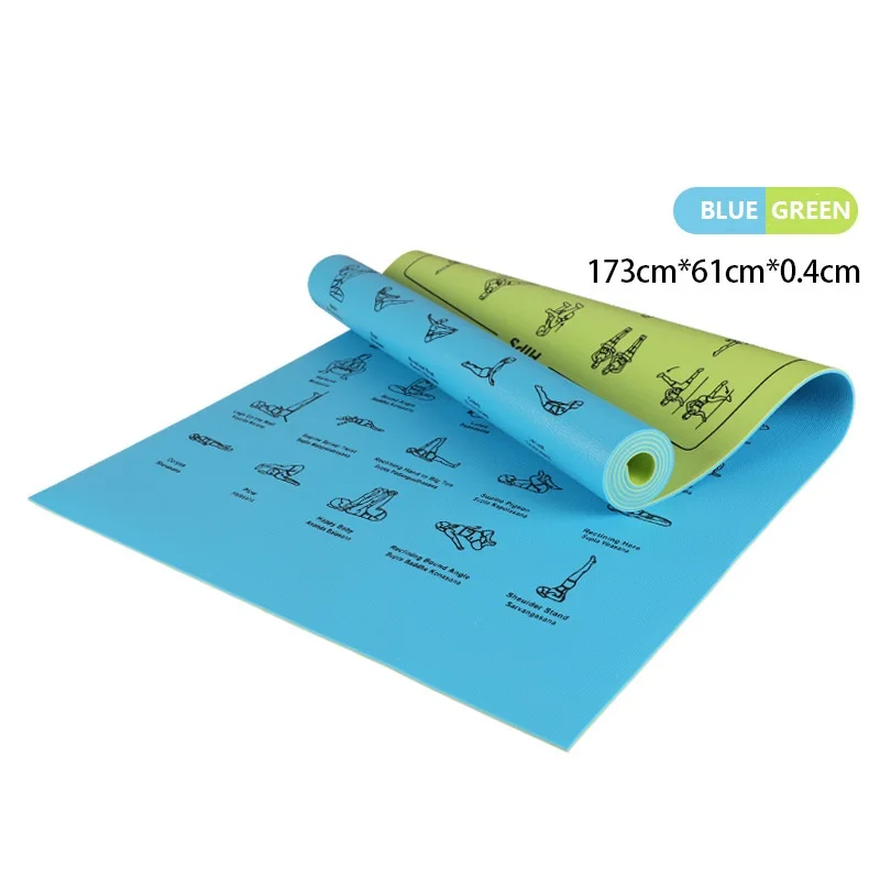 Wholesale Instructional Yoga Mat with Poses Printed Eco friendly PVC sports mat home gym cork PVC Yoga Mats