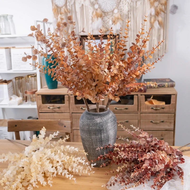MW89101 Eucalyputs Leaves Spray Artificial Eucalyptus Branches Greenery Stems for Vase Bouquets Garland Table Centerpieces Decor