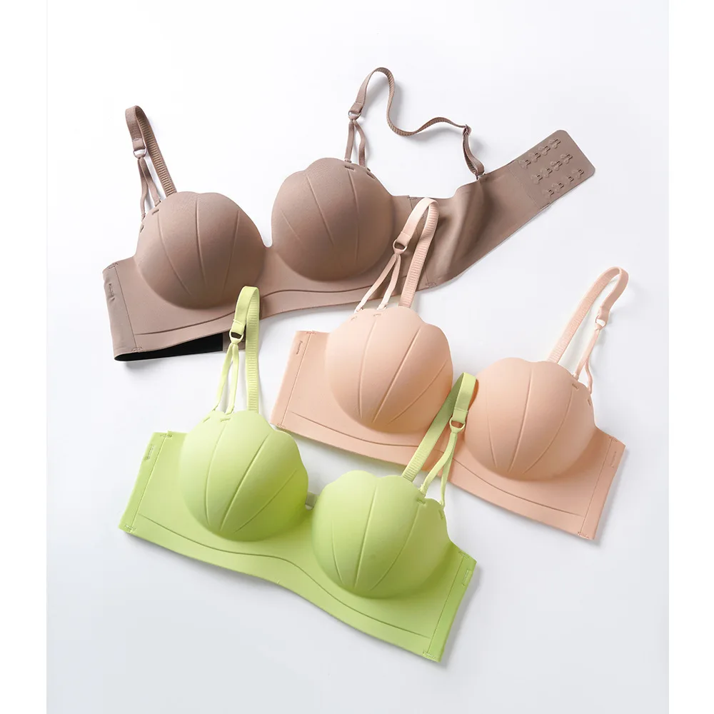 Shell Cup Anti-slip Strapless Bra Sexy Wirefree Push up Bralette Small Chest Brassiere One Piece Underwear Women Push up Bra