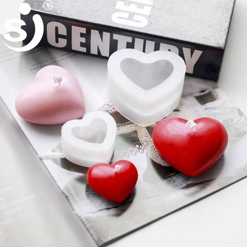 Love Heart Aromatherapy Candle Mold DIY Plaster Gypsum Silicone Mould 3D Soap Silicon Molds for Candle