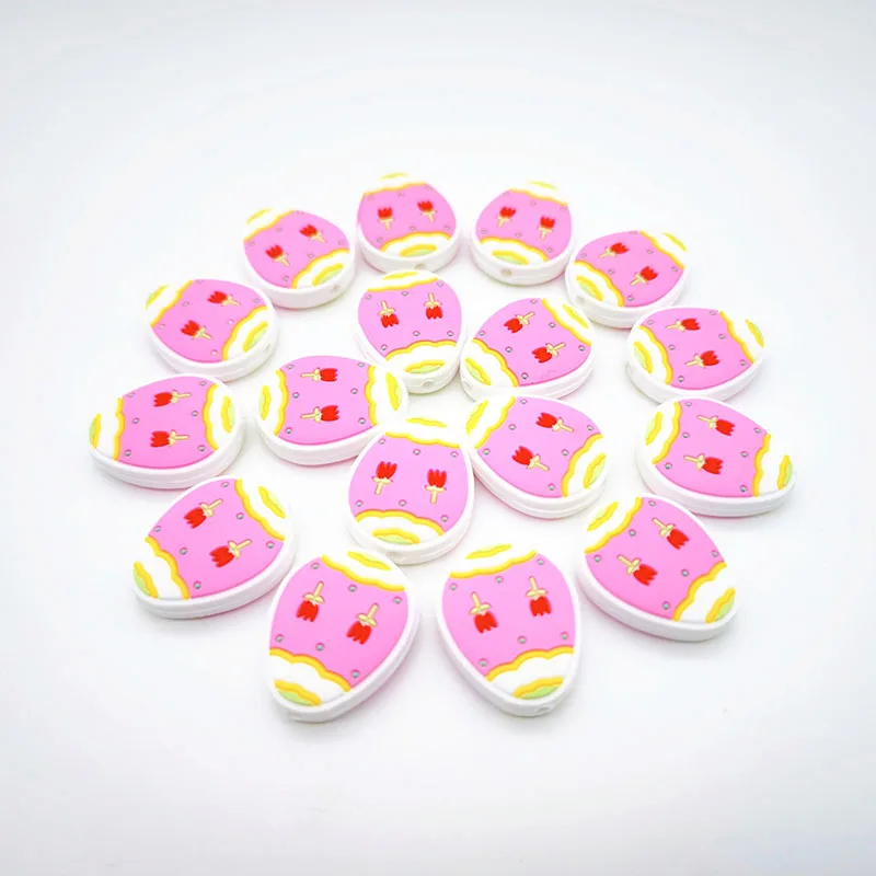New Arrival Bulk Bpa Free Chew Silicone Baby Teething Easter Bunny Rabbit Eggs Basket Focal Beads Diy For Pen Making Accessories