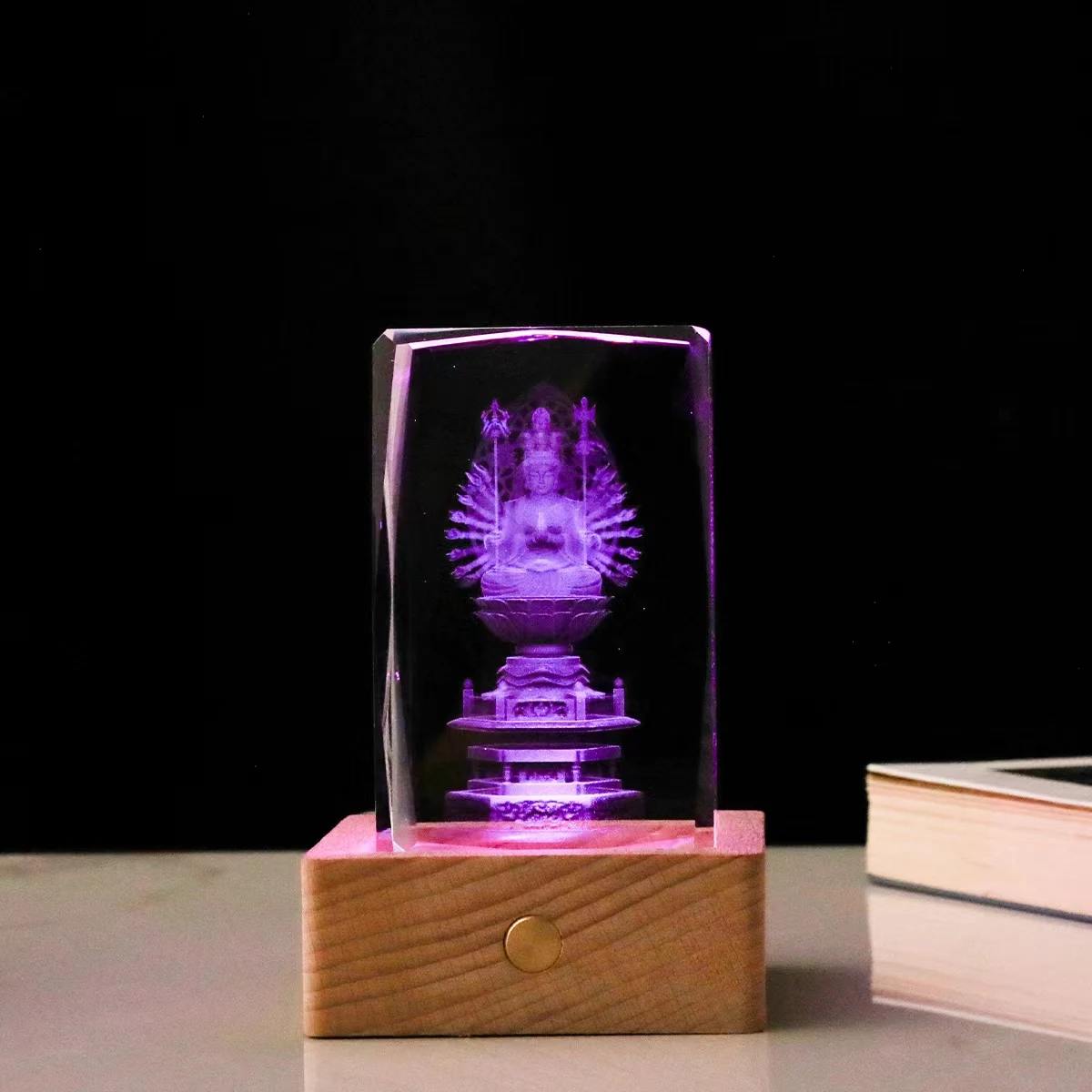 Factory wholesale hot fashion bedroom or office desktop decoration 3d laser engraved crystal glass cube block light