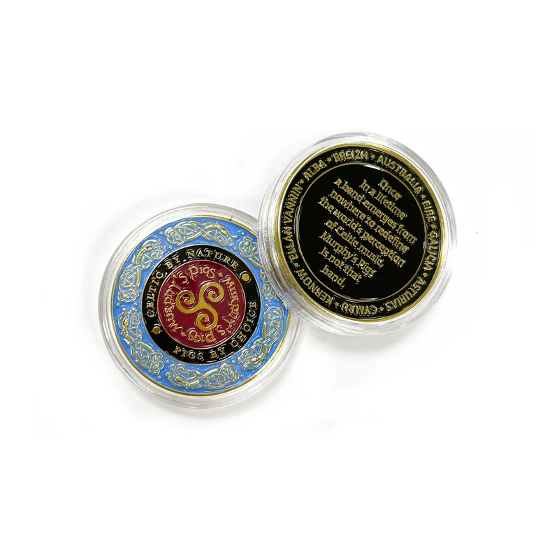 New custom acrylic feng shui christmas old silver gold metal coin protection token for sale with logo