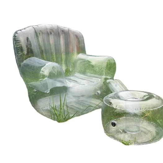 transparent inflatable couch outdoor party clear LED light sofa bar night club inflatable chair ottoman with LED light inside