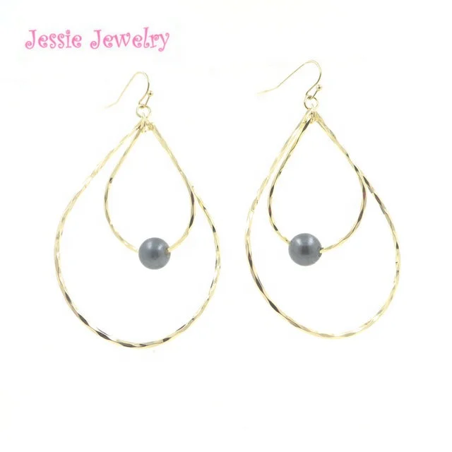 R241 pearl wire hoop earrings tahitian pearls Hawaiian jewelry wholesale