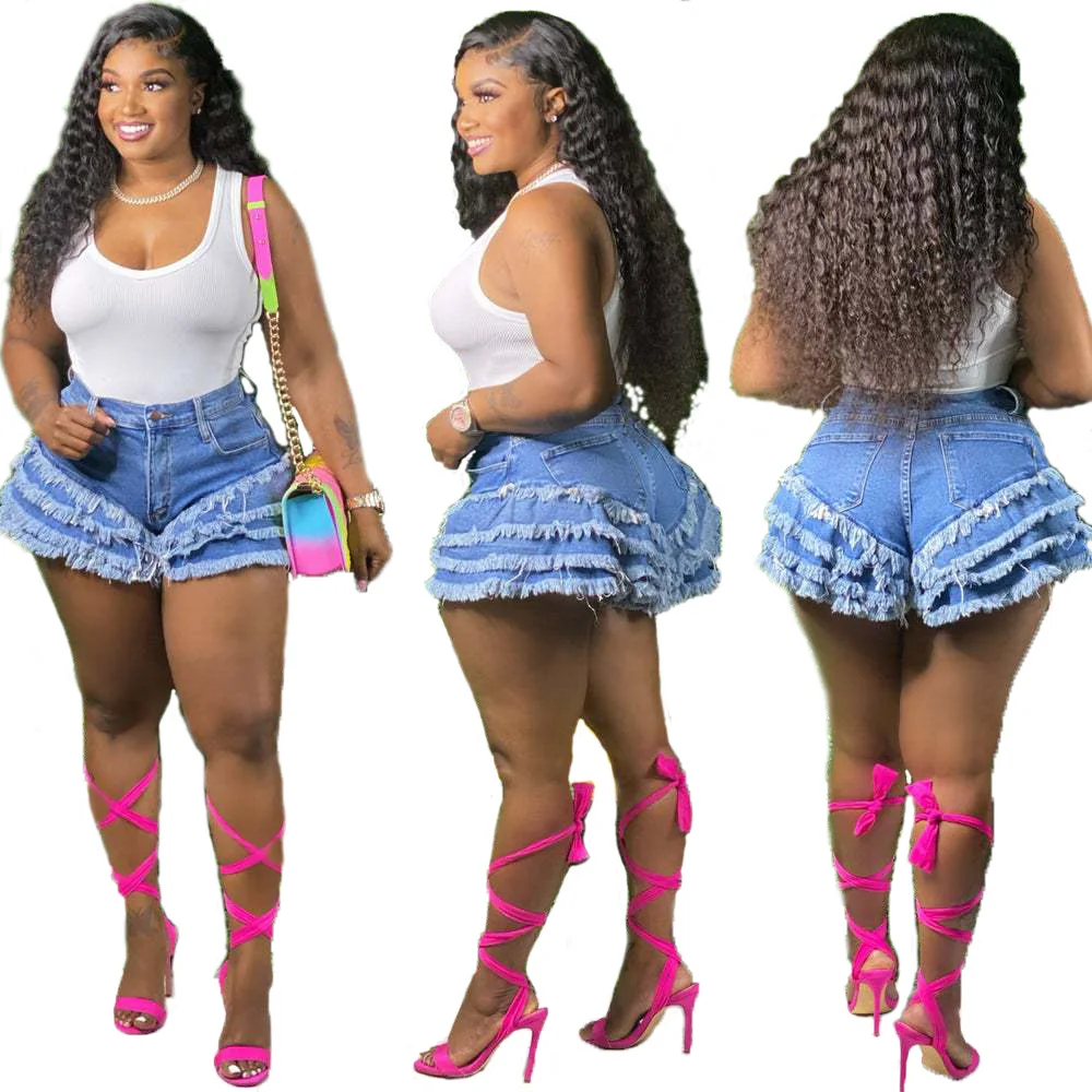 Новый дизайн, летние джинсовые женские шорты со средней посадкой, потертые, с необработанным краем