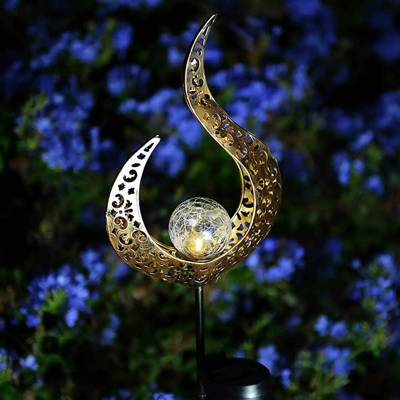 
Decorative outdoor Solar light metal garden ornament with Crackle Glass Ball Garden Stake Garden Light 