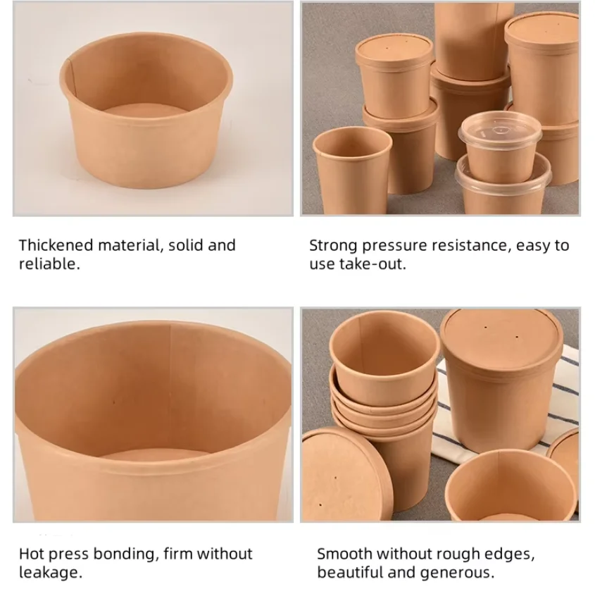 Good Performance Food Grade Disposable Paper Box Kraft Material paper Lunch Box for Food Packaging