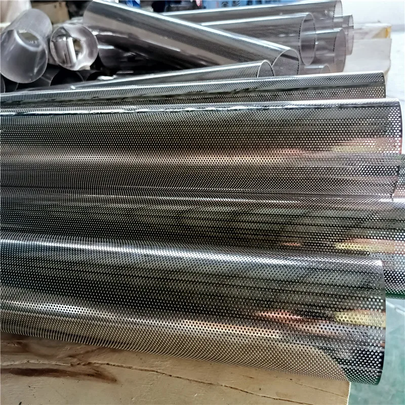 Round Hole and Square Hole Stainless Steel Perforated Metal Mesh Cylinders filter pipe