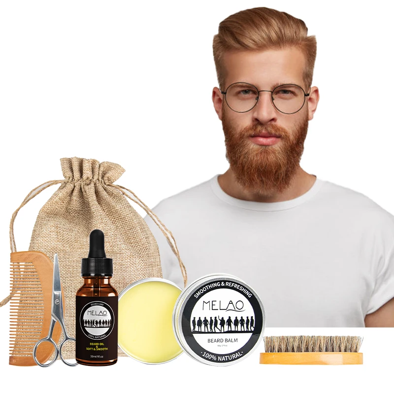 
Private Label Beard Growth Kit Growth Beard Oil Serum Roller Beard Cream Care Sets Gift Packing 