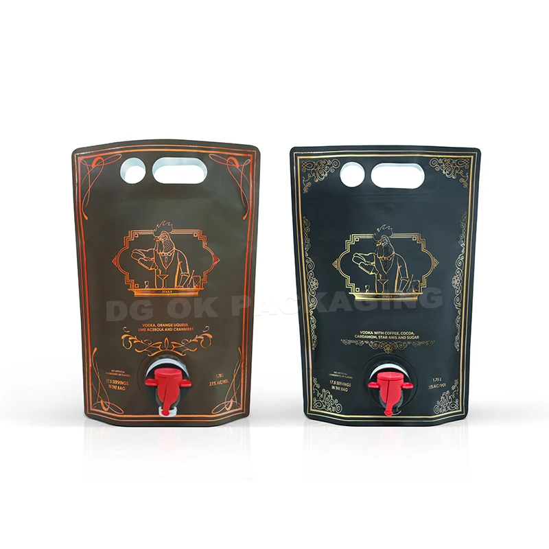 Custom Gravure Printing 1L 2lL3L 4L 5L  Secure Doypack Wine Pouch Liquid Packaging Bag Stand Up Bag In Box With Valve