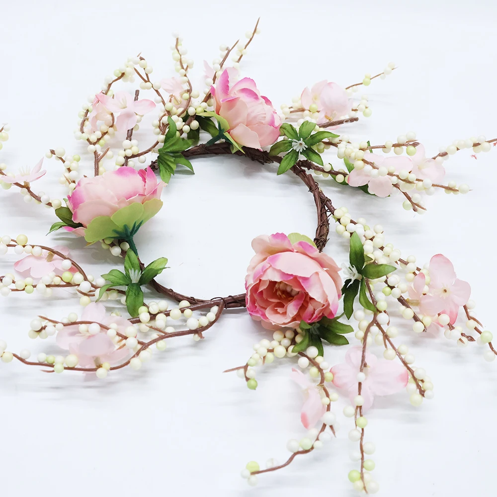 INUNION New Trends Easter Decoration Spring Garland Wreath Artificial Simulation Wedding Flower Artificial Peony Flower Wreath