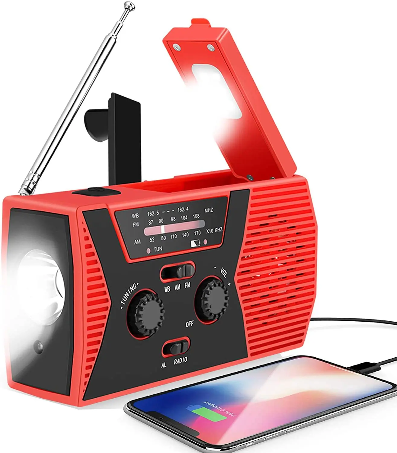 Army Green Black Color WirelessPSE Solar Portable Radio With Power Bank Personalized USB  Hand Charged Multifunctional Radio