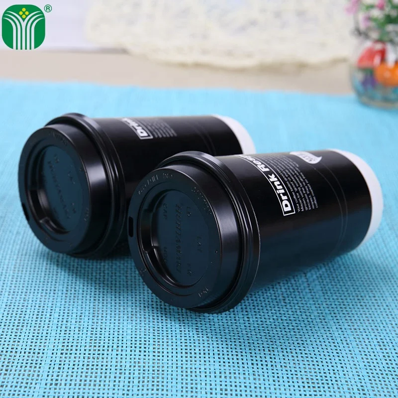 custom logo printed 16oz coffee paper cup with lid and straw