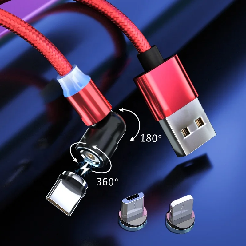 Магнитный зарядный кабель 540 градусов 3 в 1 для iphone магнитный usb-кабель быстрой зарядки Micro Type C Usb-кабель зарядного