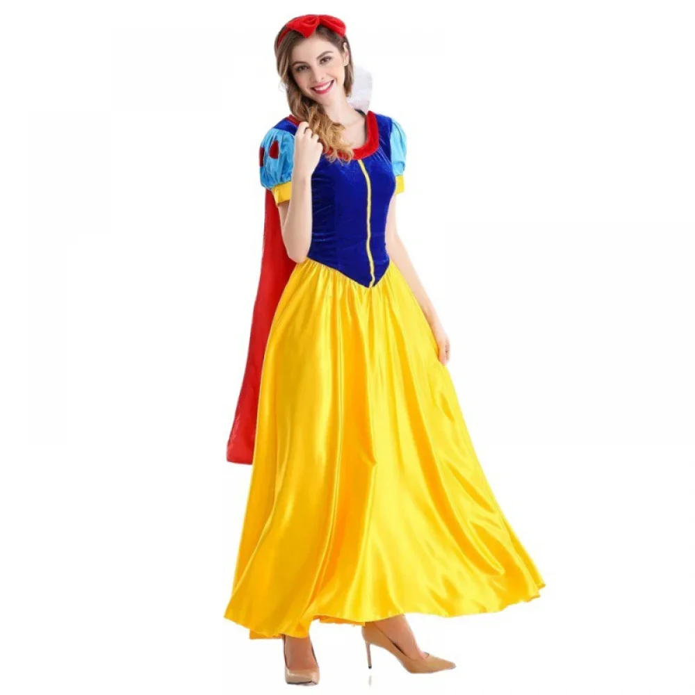 S-4XL plus Size Halloween Cosplay Costume Adult Snow White Dress Fairy Tale Stage Costume