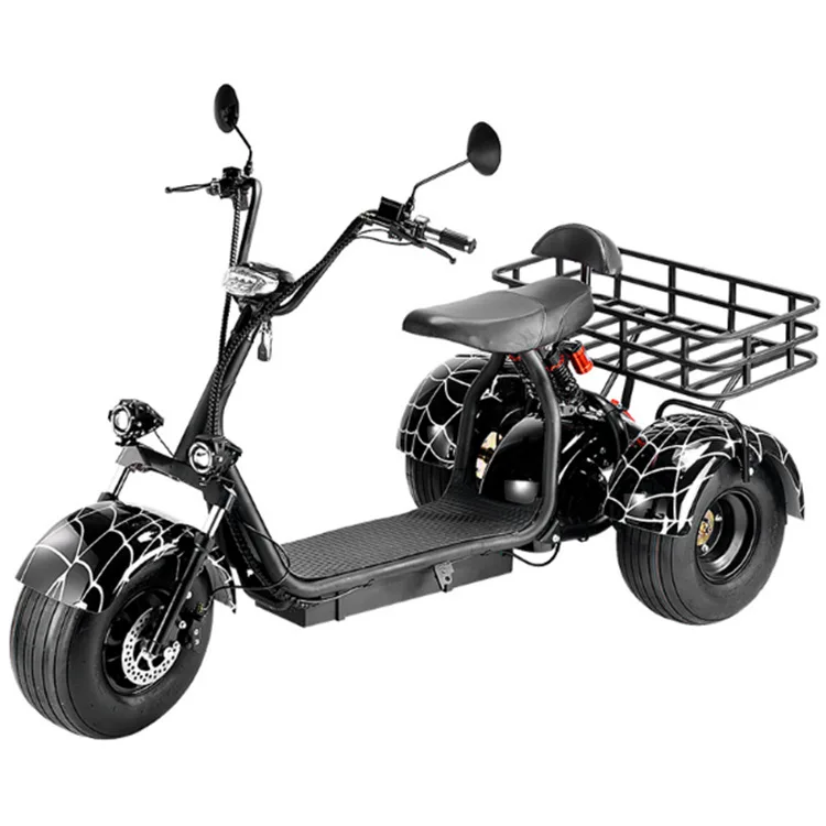 60V 2000W 3000W Motor Electric Trike Scooter 3 Wheels Fat Tire Steel Material Adults Lithium Battery 3-Wheeled Moped Passengers