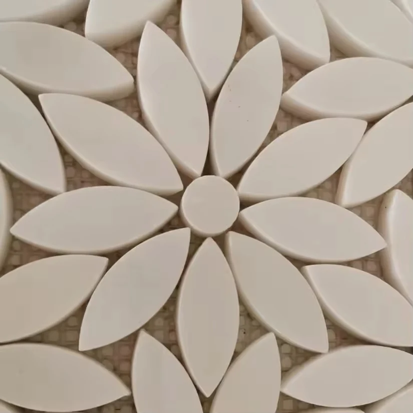 Christmas decor parquet white mix color bathroom kitchen wall thassos lotus daisy hexagon flower pattern mosaic tile