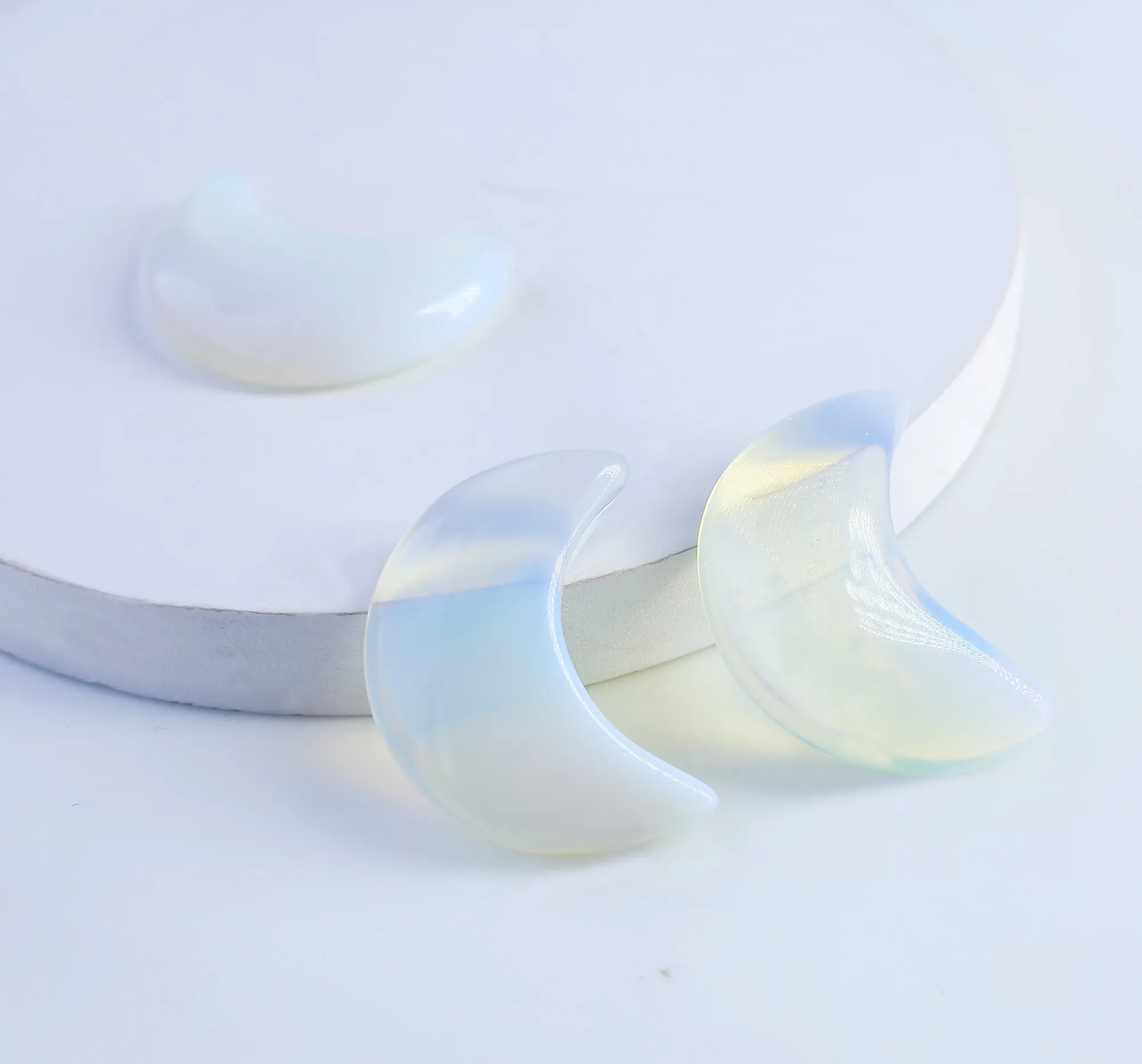 Opalite Gemstone 36x18 MM Home Decoration Handcrafted Highly Polished Crescent Moon Healing Crystal Half Circle Horn Gemstones