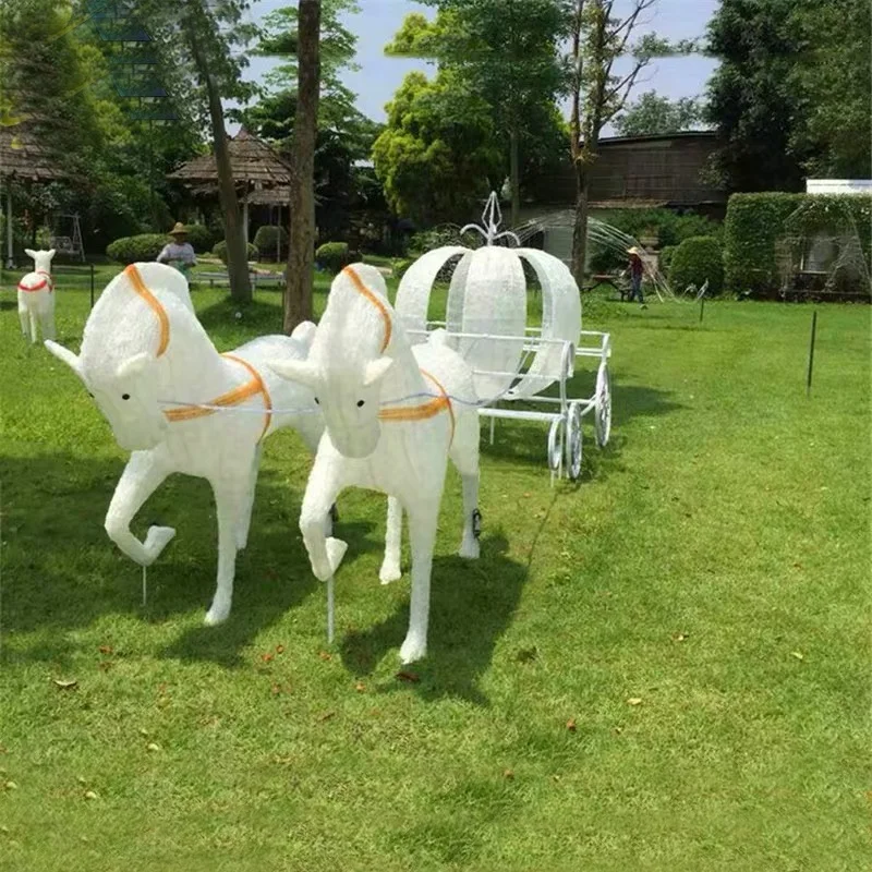 Waterproof 3d horse carriage led decoration lights for outdoor festival use