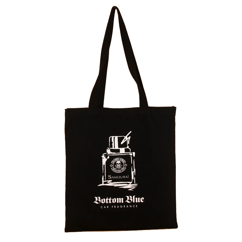 Black handle canvas bag custom print promotional 100% cotton canvas tote bag wholesale