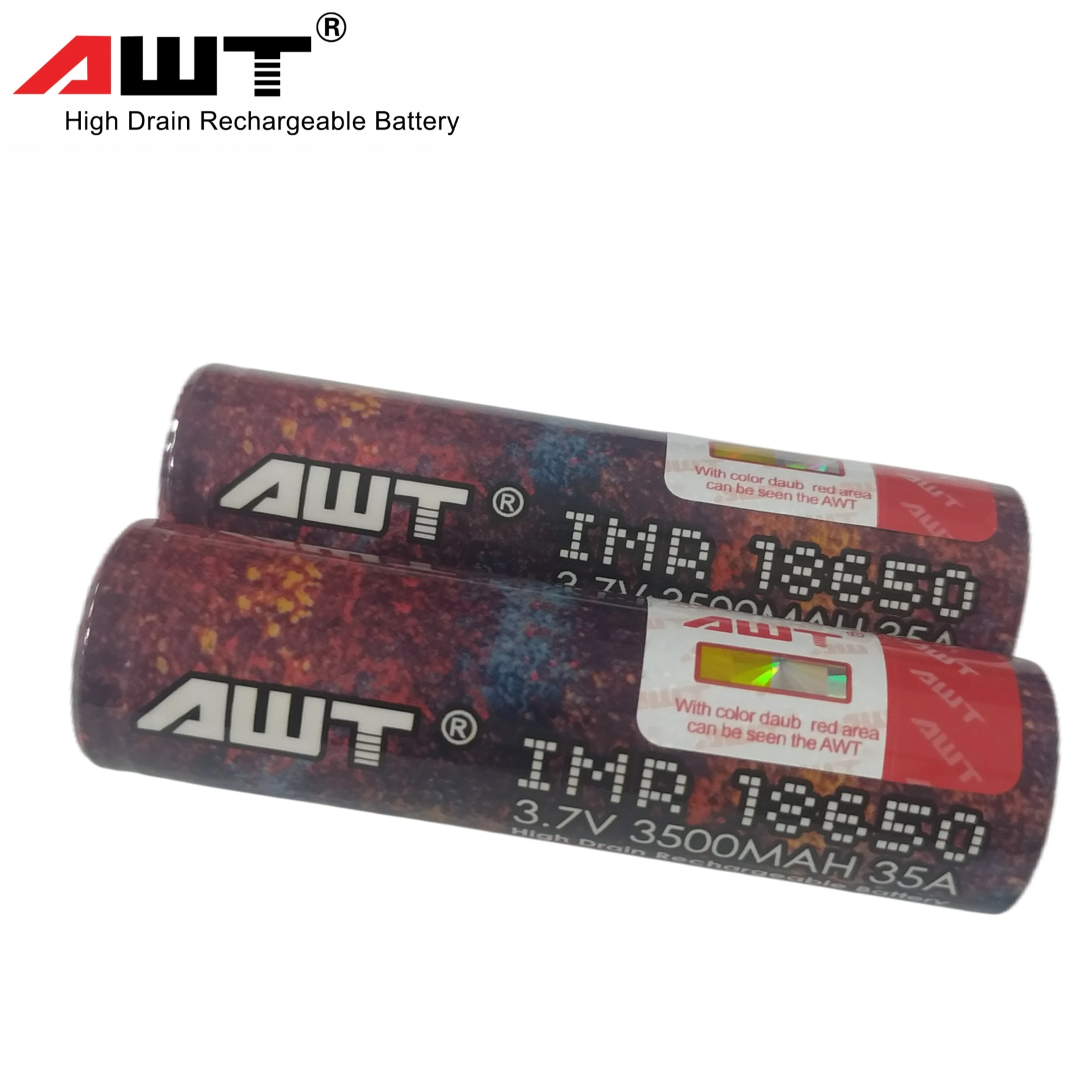 high performance button top Vapcell AWT 18650 3500mah 35A protected battery with micro USB charging for flashlight