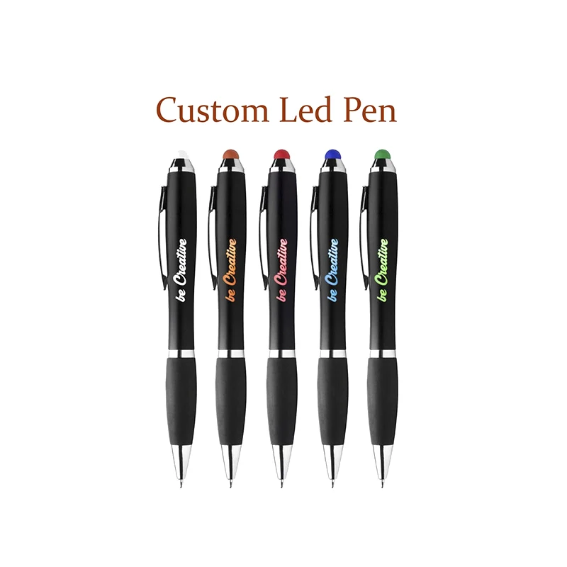 Custom personality gift Custom wholesale printing logo plastic color multi-functional advertising promotion led pen