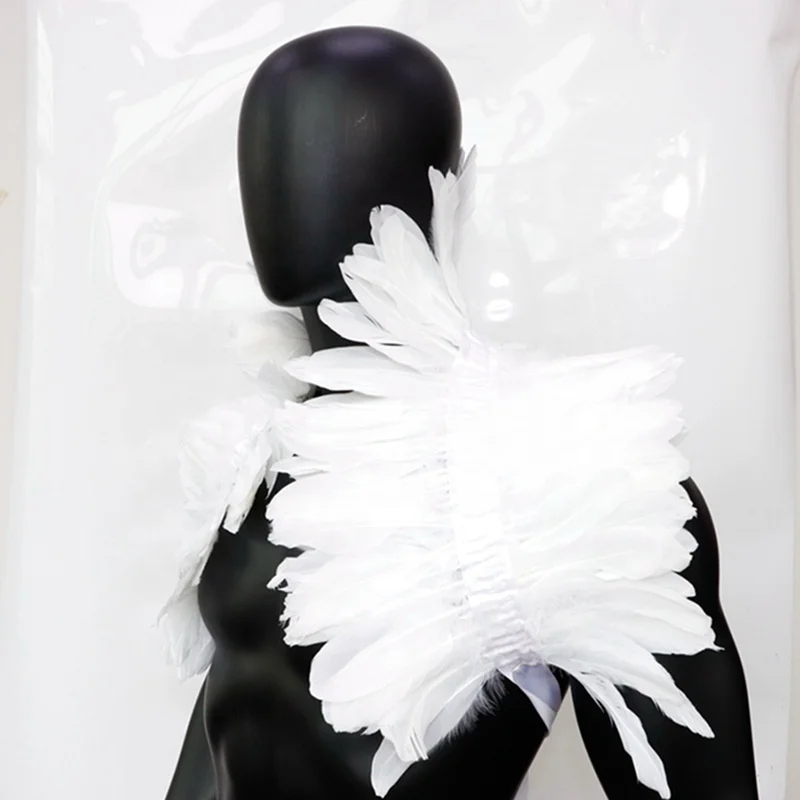 White Feather Cloak Feather Jacket Shawl Poncho 3 Tier Carnival Feather Shoulder Cover, Mexican Party, Spanish Mardi Gras