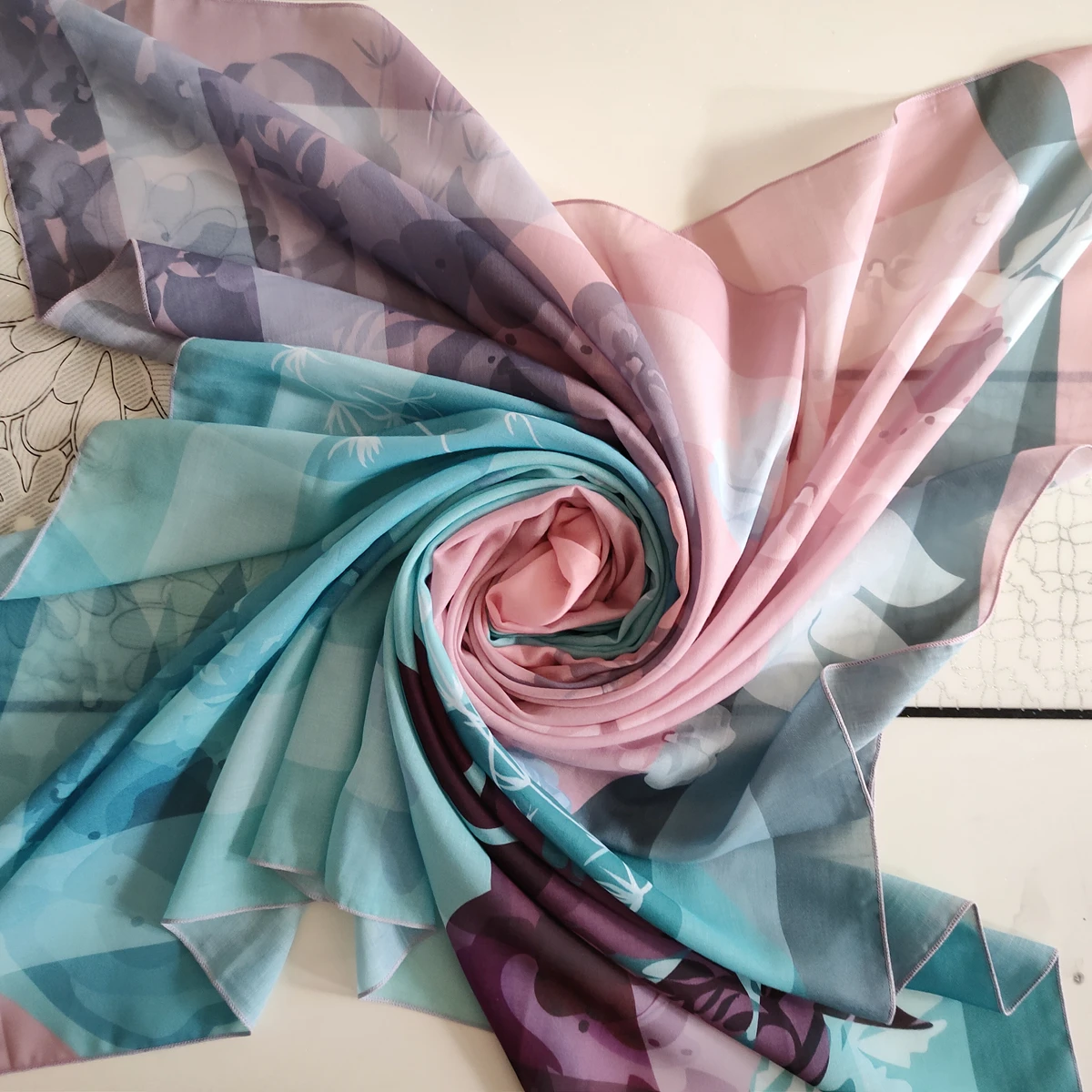 custom digital printing tudung bawal bidang 45 muslim women cotton voile square scarf ready stock