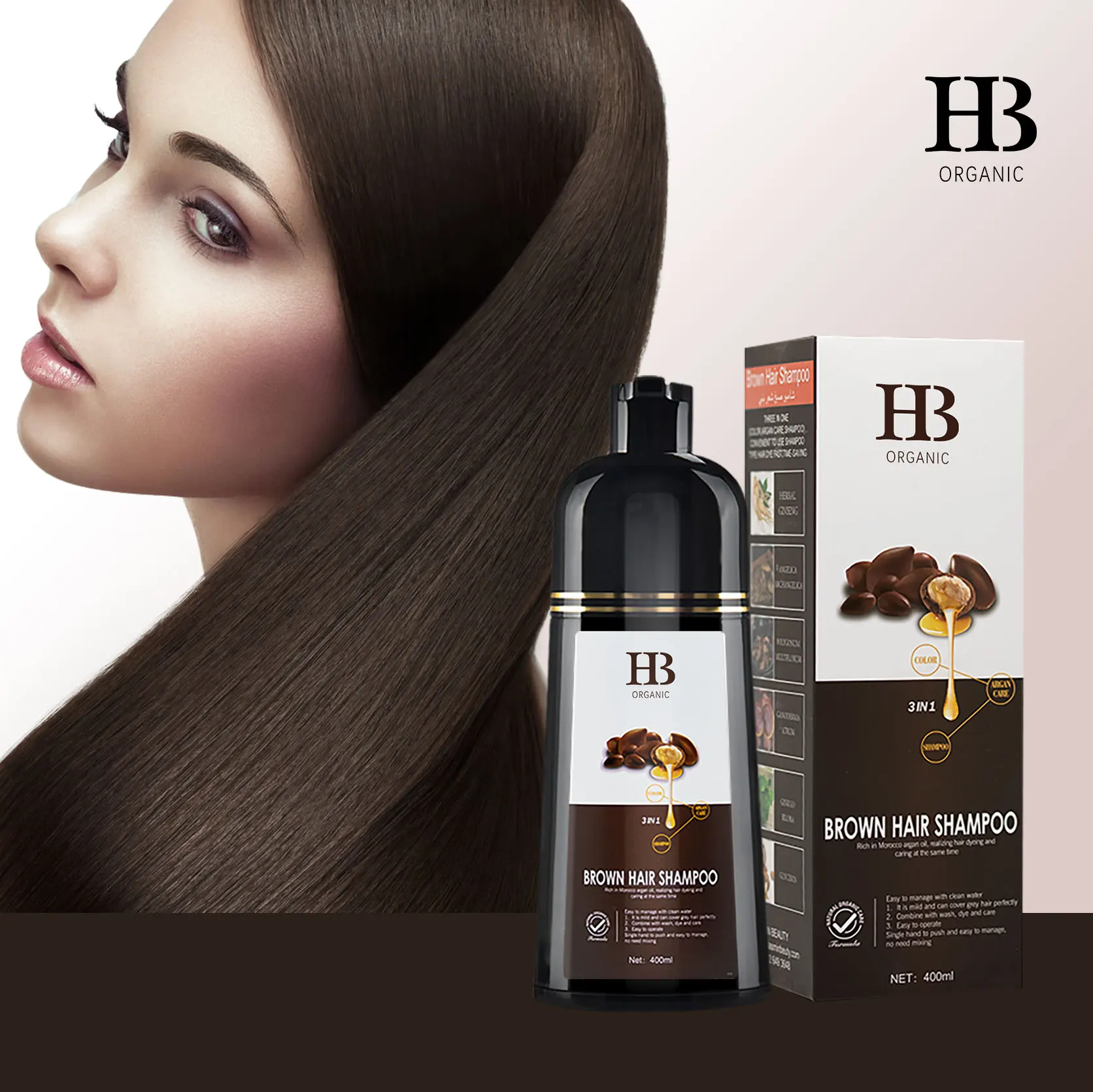 Wholesale HB Organic Black Hair Shampoo Argan Speedy Black Hair Dye Shampoo Magic Color Hair Shampoo For White To Black
