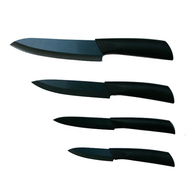4pcs Black Color blade Satin Finish ABS Handle Ceramic Knife Set
