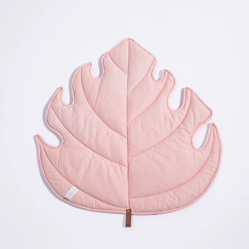 Baby Soft Crawling Playmat Reversible Folding Floor Cotton Mat Leaf Shapes Floor Playpen Mat for Girls and Boys
