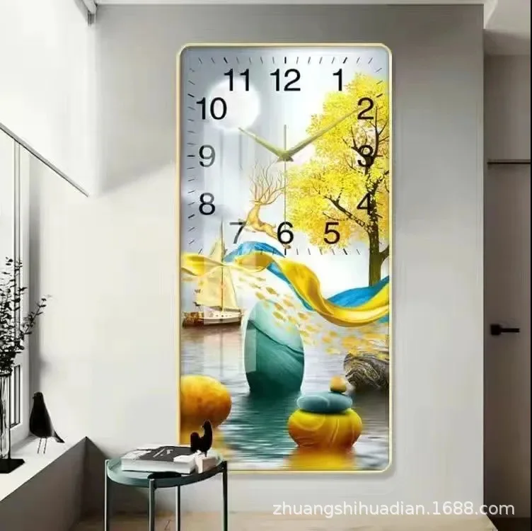 Luxury Home Animal Abstract Painting Wall Clock Of Crystal Porcelain Wall Art For Home Decor