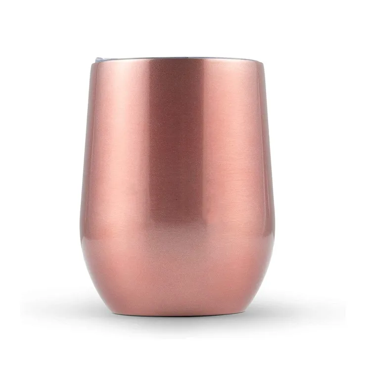 high quality vintage white glass cup gift stemless 12oz stainless steel powder coated black coffee red wine tumbler set glasses