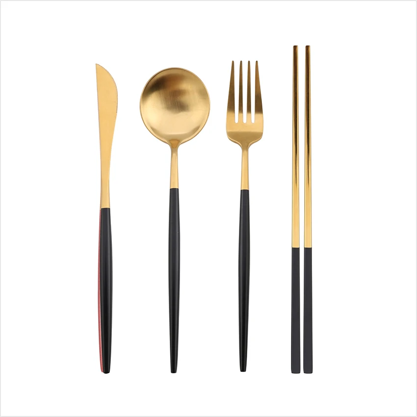 
high grade gold plated dinnerware spoon fork and knife set, stainless steel cutlery set wholesale 