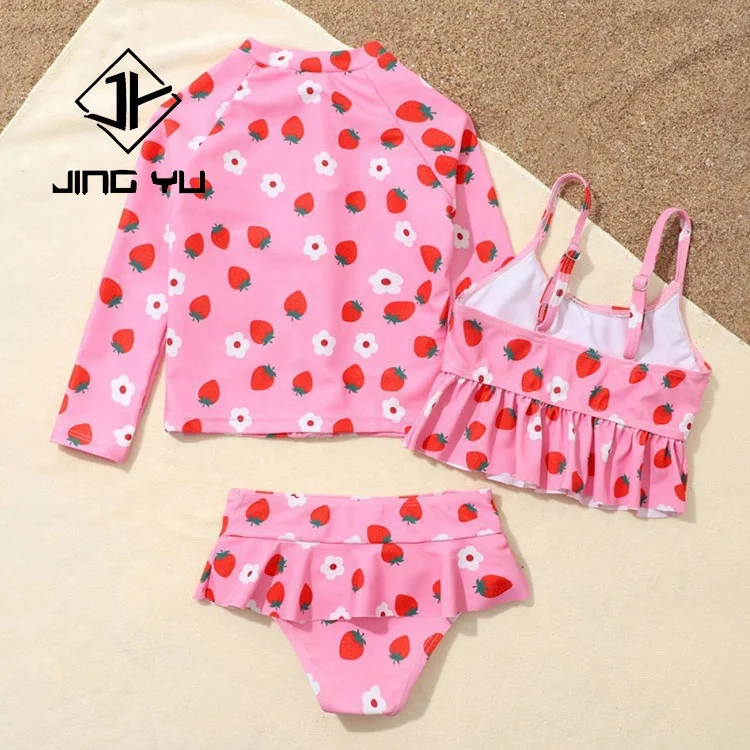 High Quality Two Piece Set Neoprene Swimsuit Solid Color Logo Customized Fashion Baby Swimsuit with Long Sleeve Sun Protection