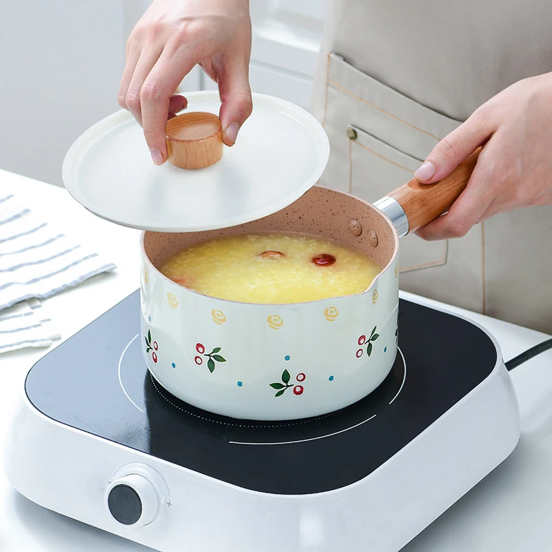 Cookware set kitchen use boiling pan marble non stick single handle aluminium Sauce Pan set
