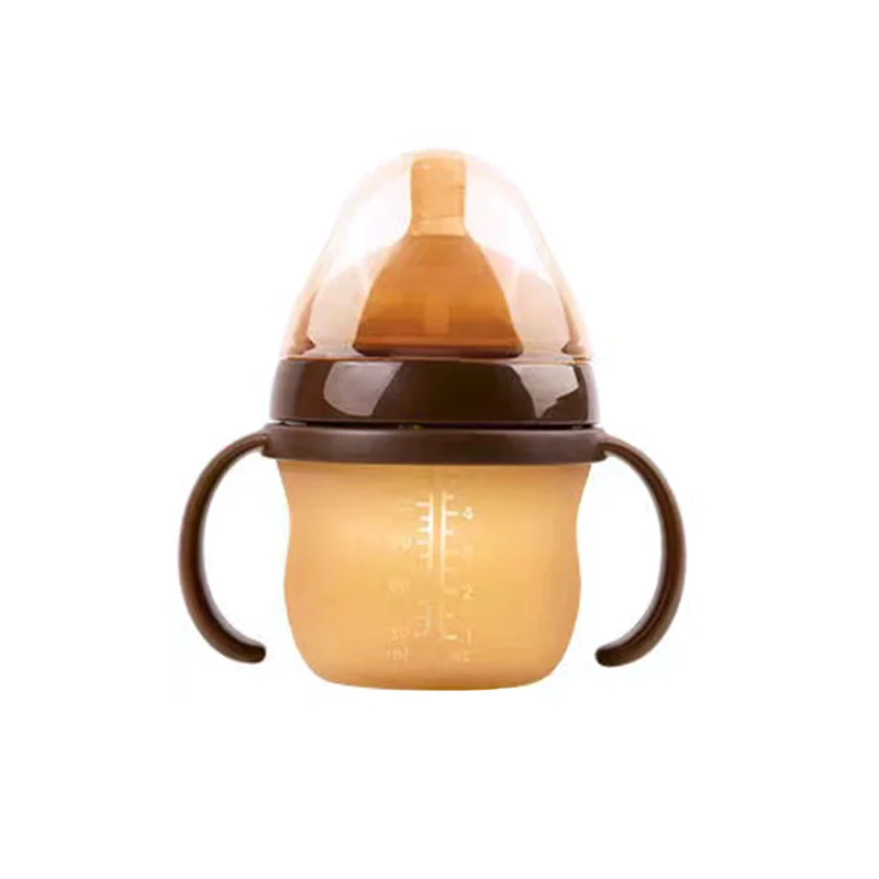 Amzone hot selling baby products soft touch Wide neck iquid Silicone gel 150ml infant feeding bottle With Scale Mark