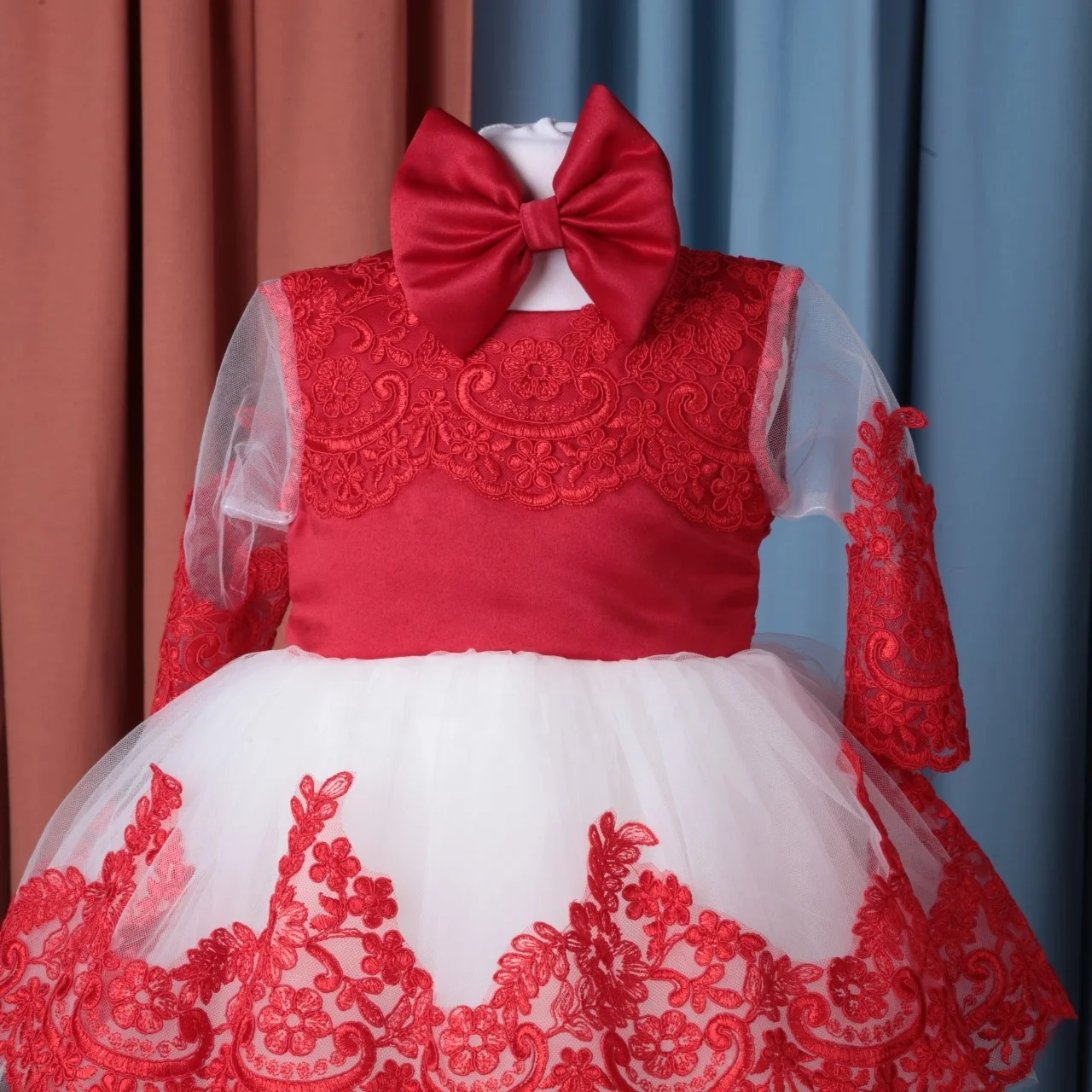 Wholesale Custom Newborn New Design Party Birthday Wedding Kids Clothes Red Lace Baby Dress For Girls From Turkey