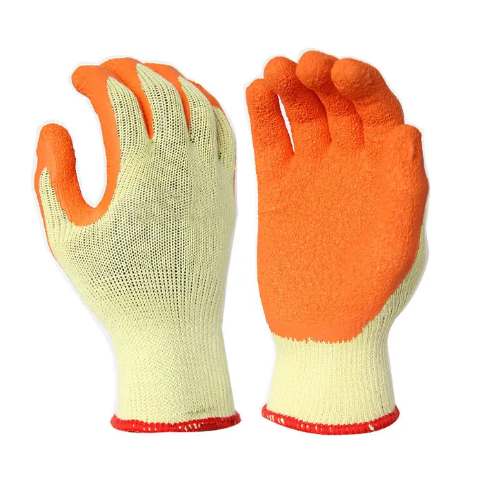 Cheap Rubber Palm Scaffolding and Builders Work Gloves, Polycotton Latex Grip Gloves