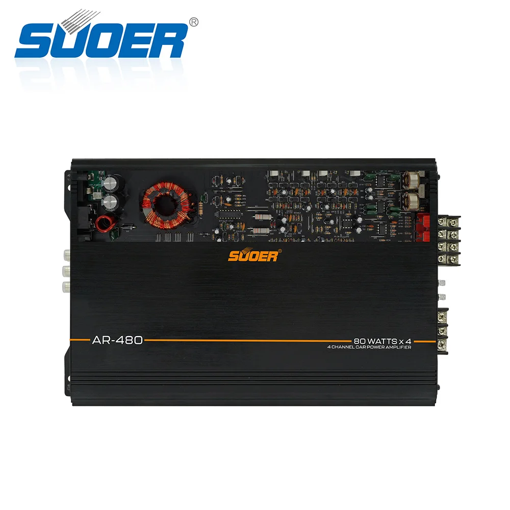 Suoer AR-480 car audio amplifier USA markert good price car amplifier 4*80 watts accept OEM and ODM